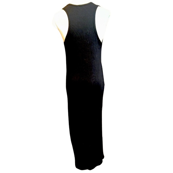 Zara Black Bodycon Ribbed Racerback Maxi Dress Size Medium - Picture 4 of 7